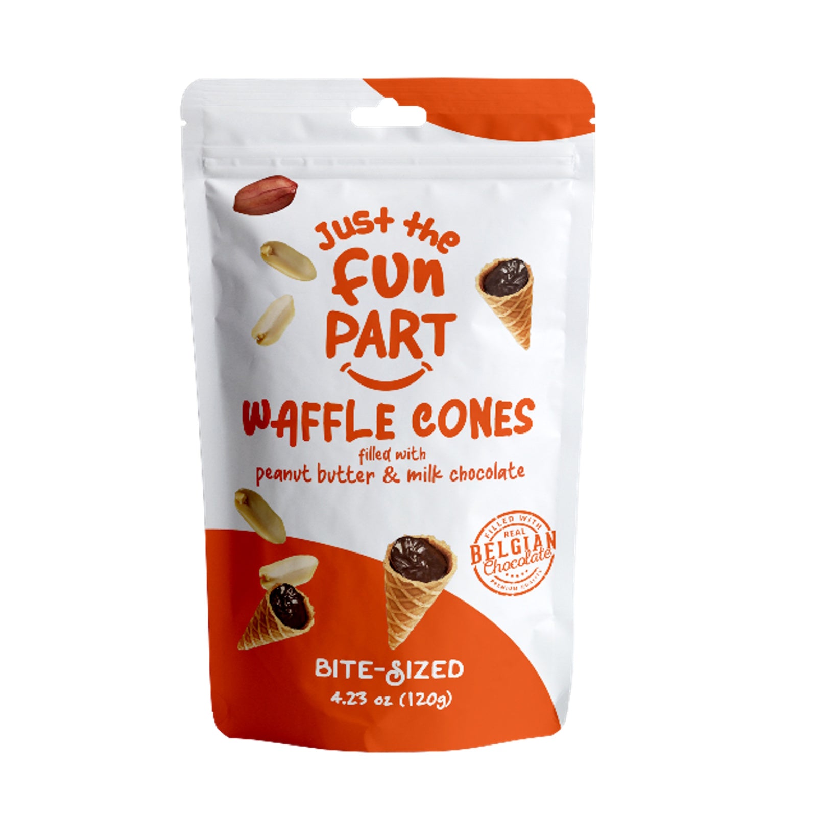 Fun Part Mini Waffle Cones with Peanut Butter & Chocolate 100 Gms