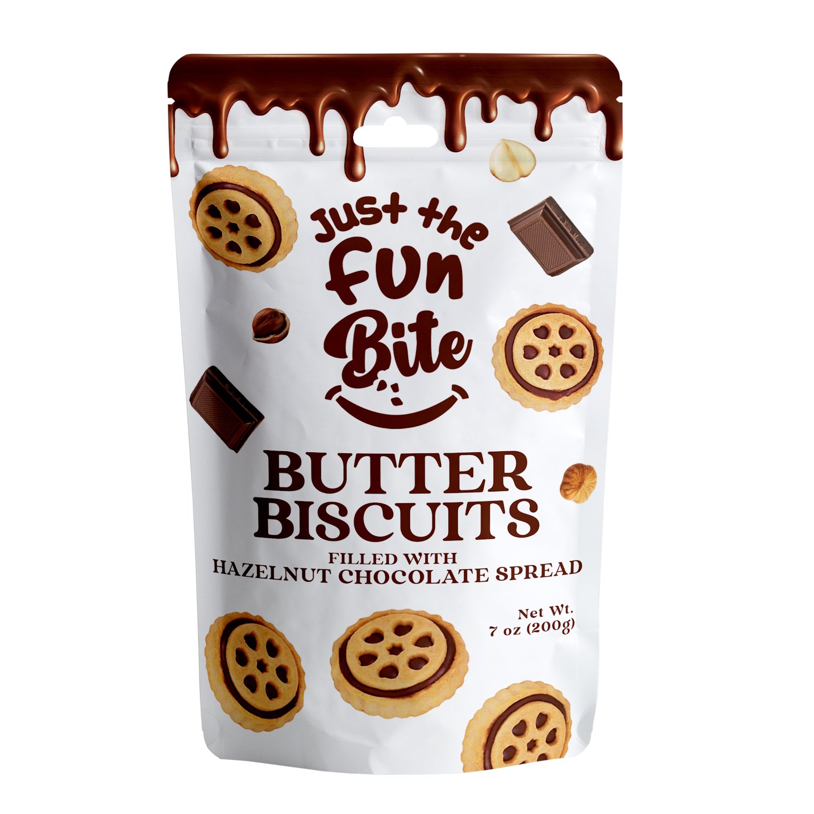 Fun Bite Butter Biscuits Filled with Hazelnut Chocolate Spread 200 Gms