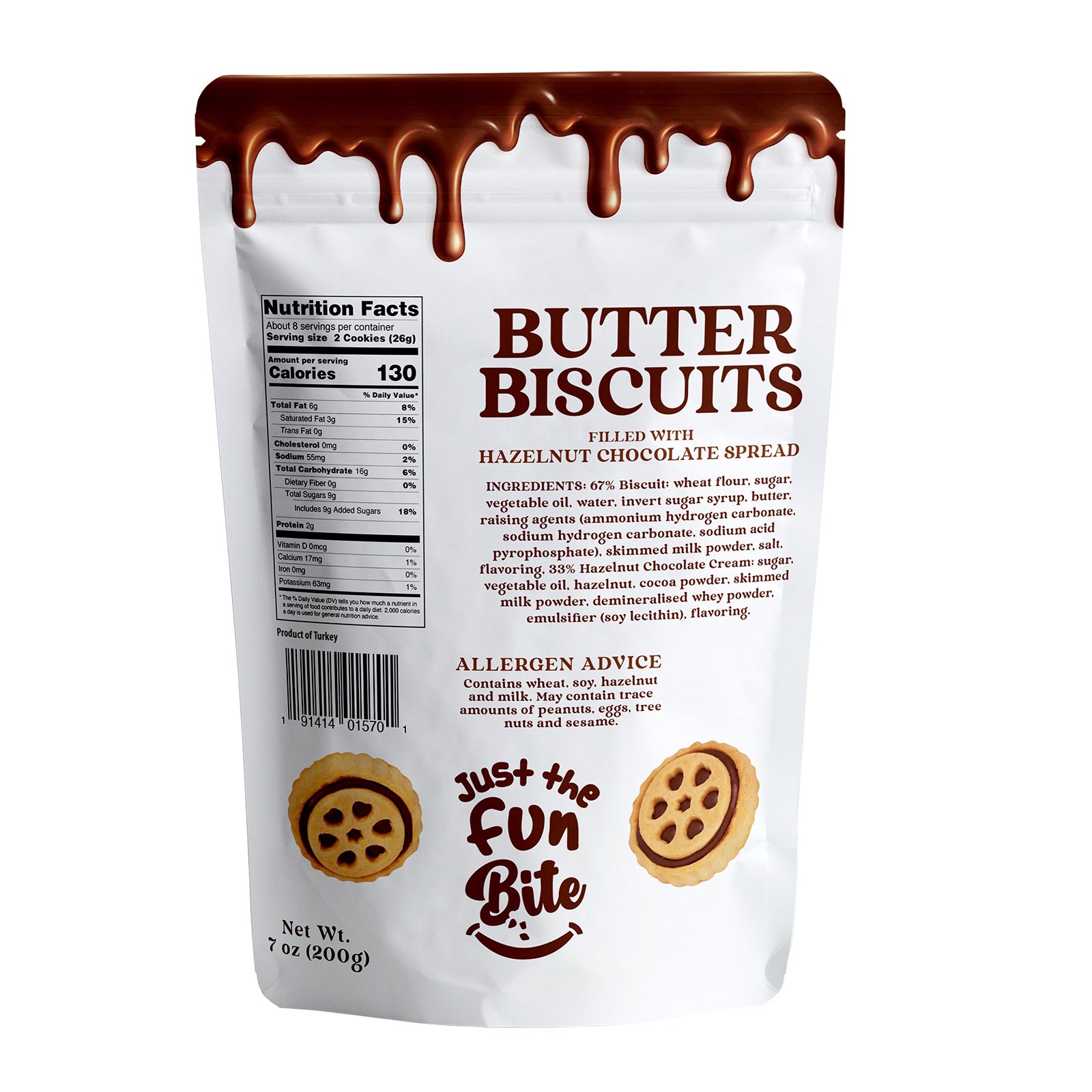 Fun Bite Butter Biscuits Filled with Hazelnut Chocolate Spread 200 Gms