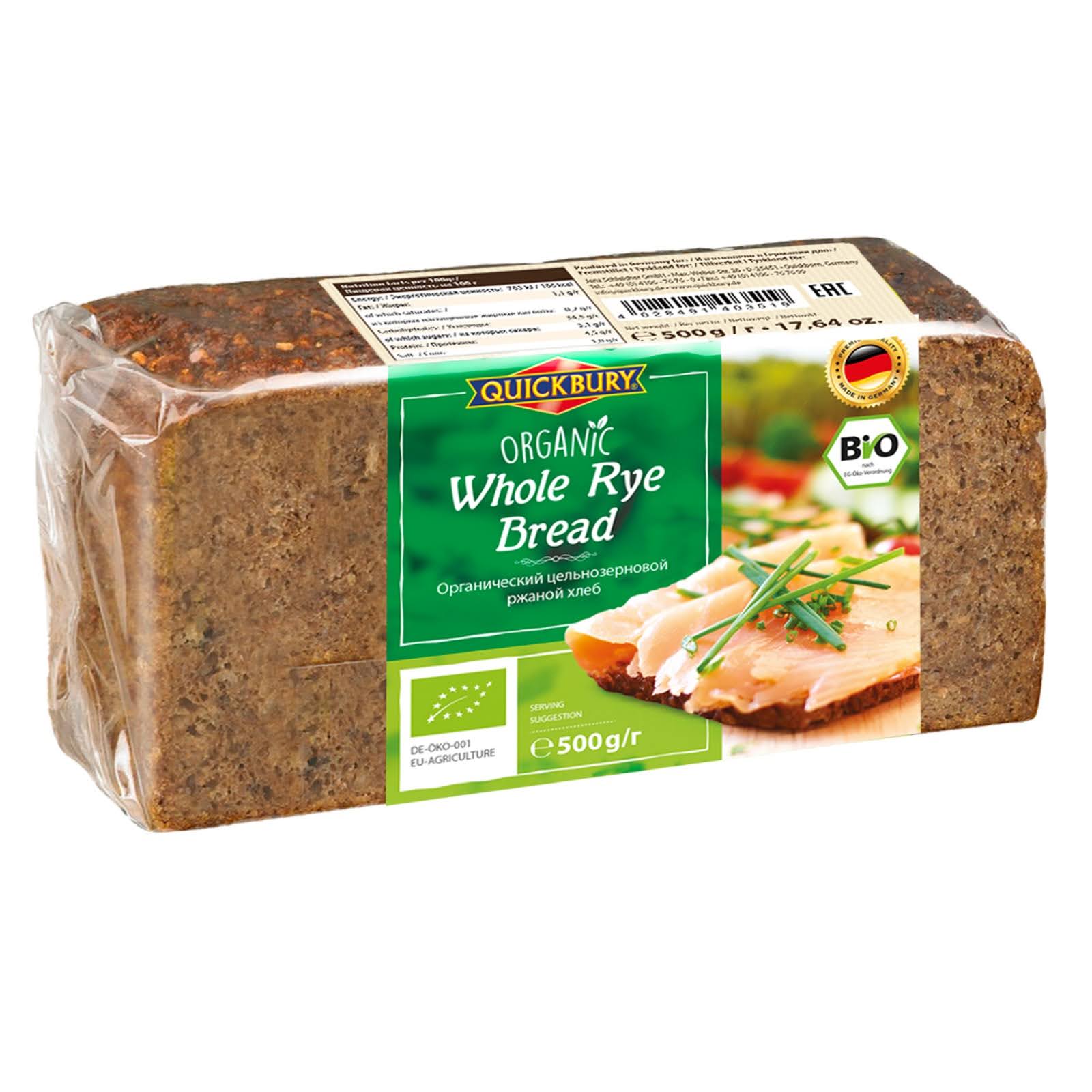 Quickbury Organic Whole Rye Bread 500 Gm
