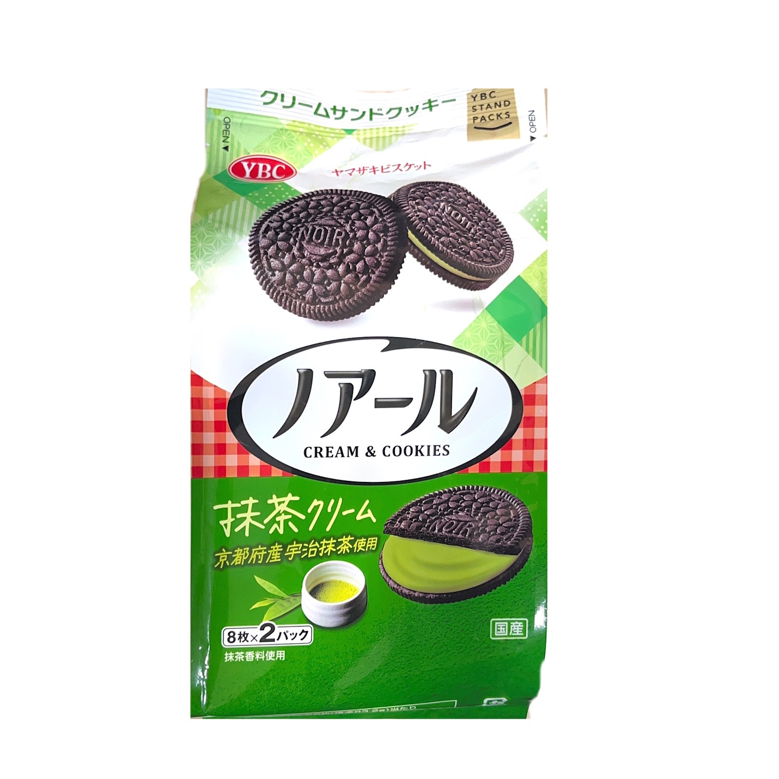 YBC Biscuits Matcha Flavor Cream (2 Packs x 8 Pieces) 173 gm