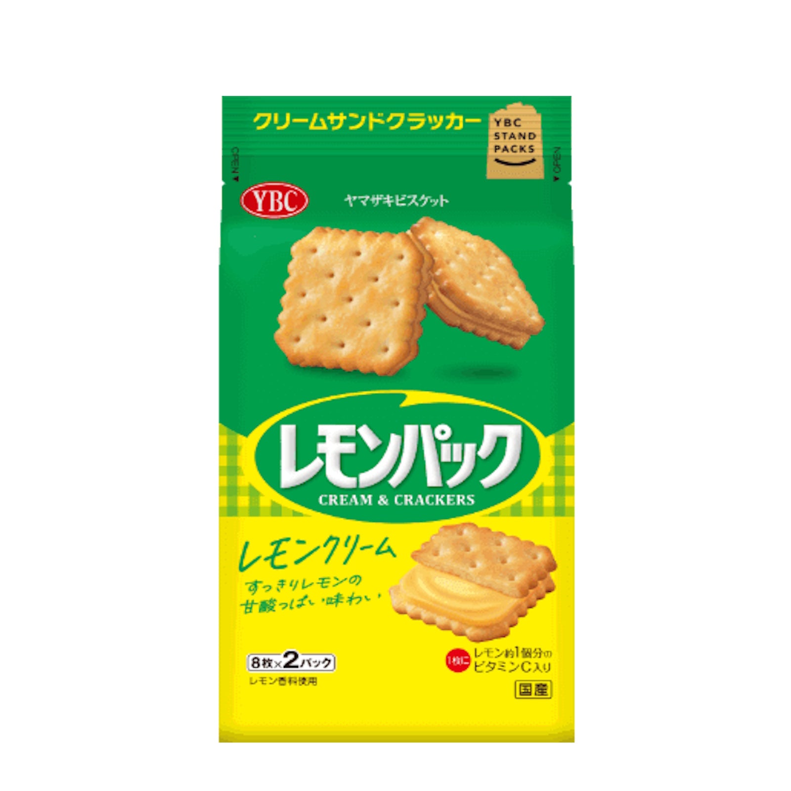 YBC Biscuits Lemon Flavor Cream (2 Packs x 8 Pieces) 173 Gm