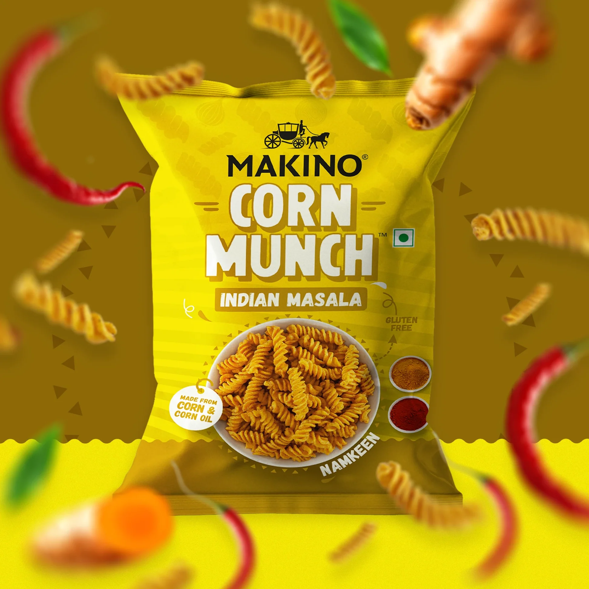 Makino Corn Munch Indian Masala 150 Gms