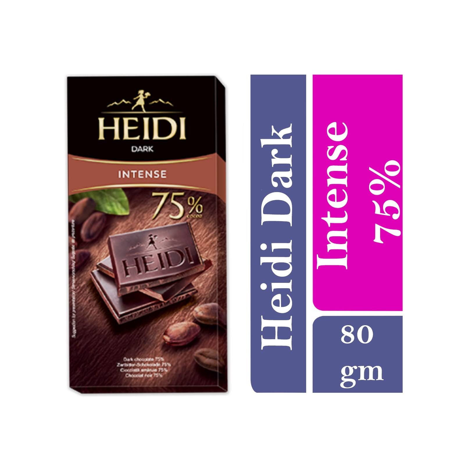 Heidi Dark Intense Chocolate Bar 75 percent Cocoa 80 Gms