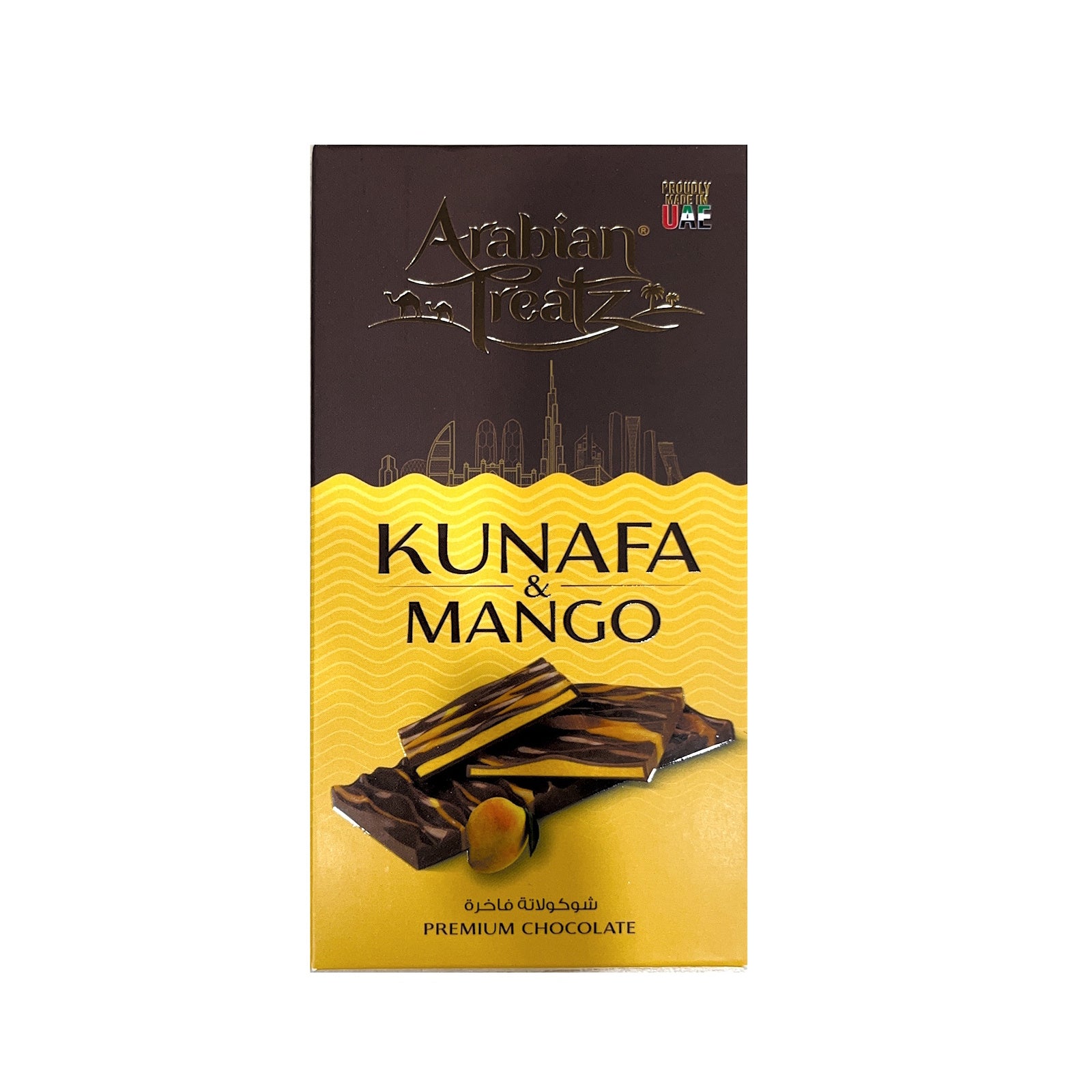 Arabian Treatz Premium Pistachio Kunafa Milk chocolate with Mango Flavor 100 Gms