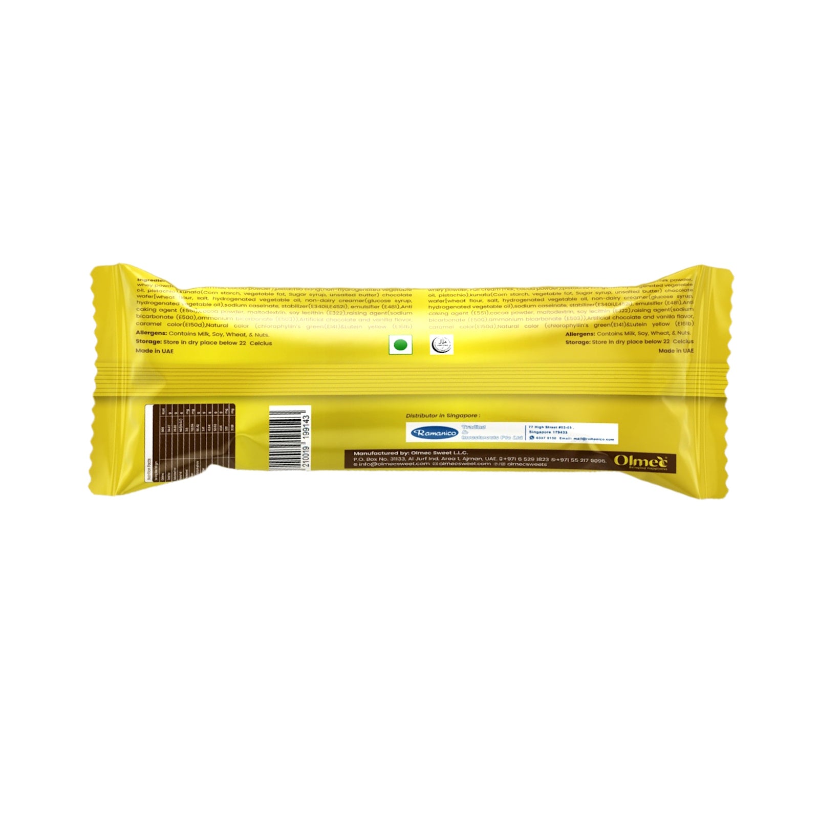 Arabian Treatz Premium Milk Chocolate Wafer with Pistachio & Kunafa 45 Gm