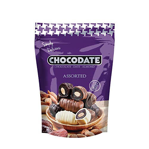 Chocodate Assortment of 3 type of Chocodates White Dark And Milk Chocodate with Almond 100 Gms