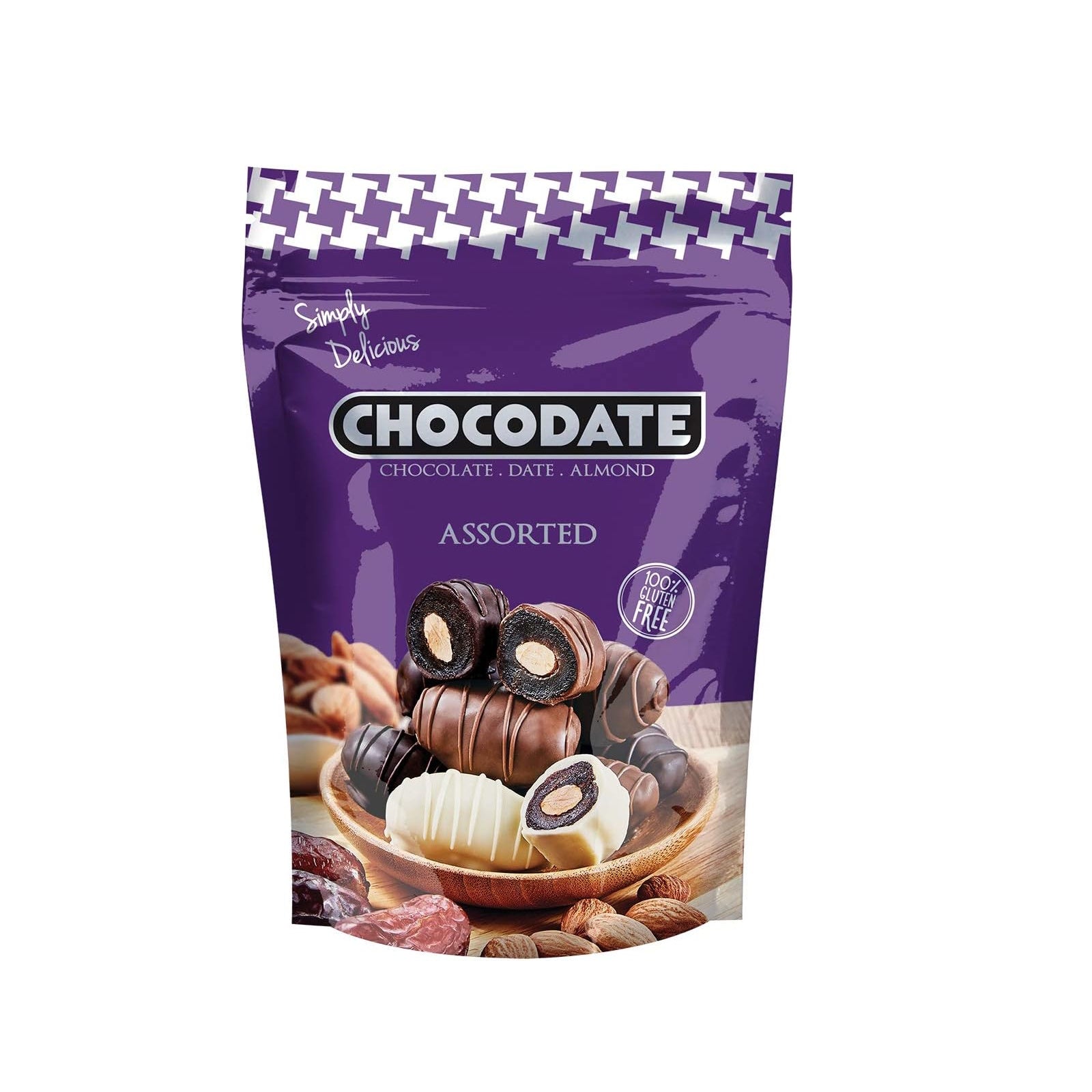Chocodate Exclusive Assortment of 3 type of Chocodates White Dark And Milk Chocodate with Almond 250 Gms