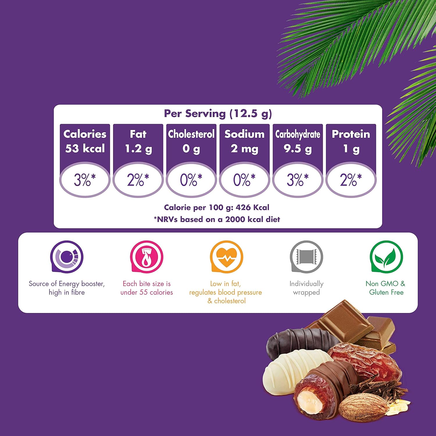 Chocodate Exclusive Assortment of 3 type of Chocodates White Dark And Milk Chocodate with Almond 250 Gms