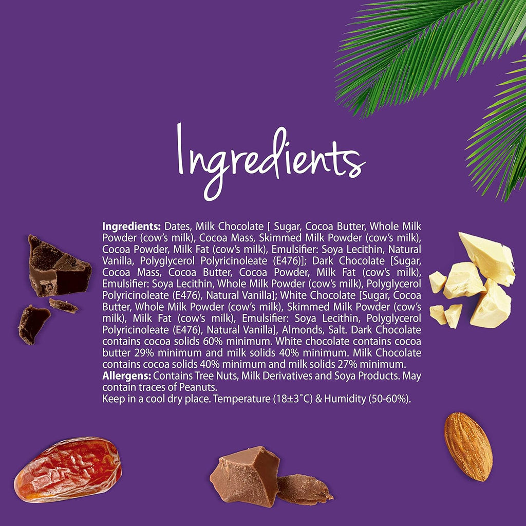 Chocodate Exclusive Assortment of 3 type of Chocodates White Dark And Milk Chocodate with Almond 250 Gms