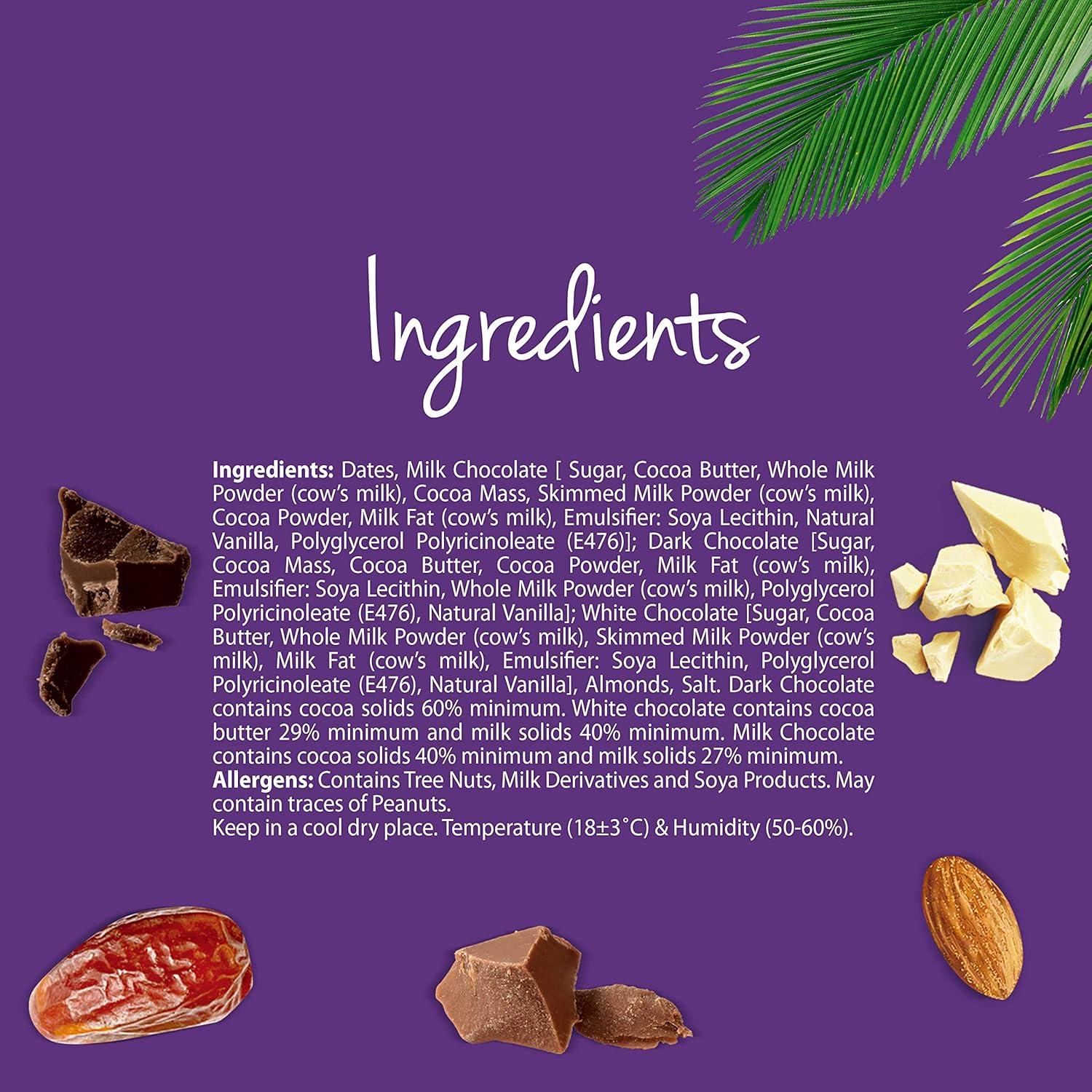 Chocodate Exclusive Assortment of 3 type of Chocodates White Dark And Milk Chocodate with Almond 250 Gms