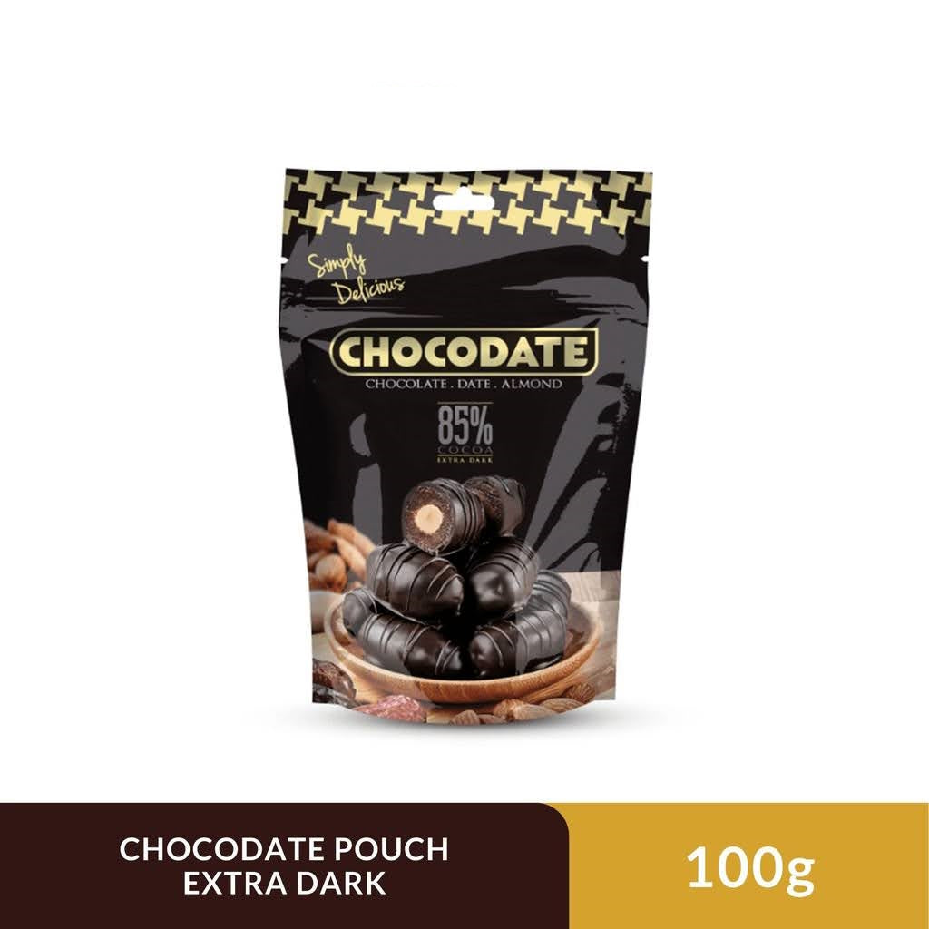 Chocodate 85 - Percent Extra Dark Chocolate with Whole Almond 100 Gms