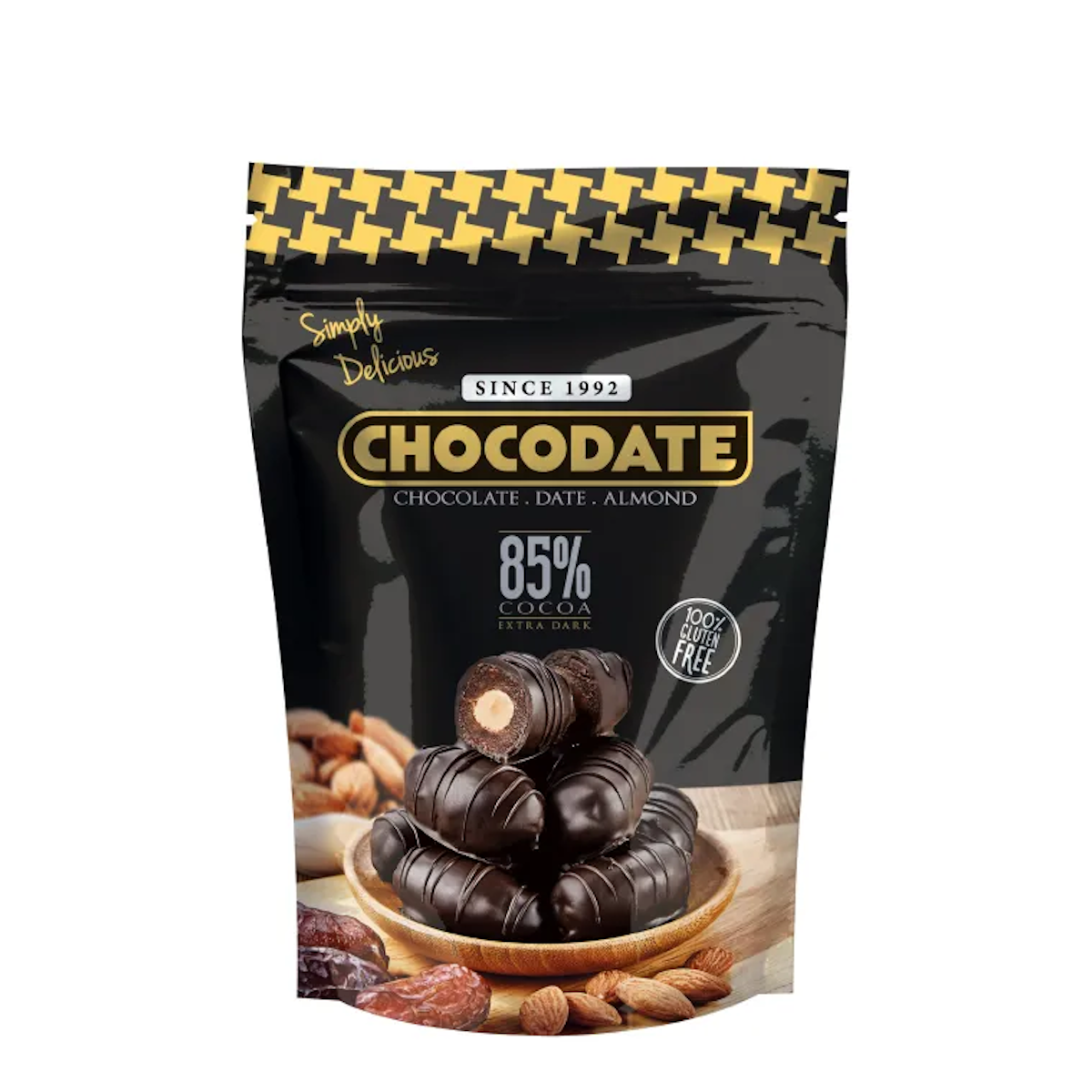 Chocodate 85 - Percent Extra Dark Chocolate with Whole Almond 250 Gms