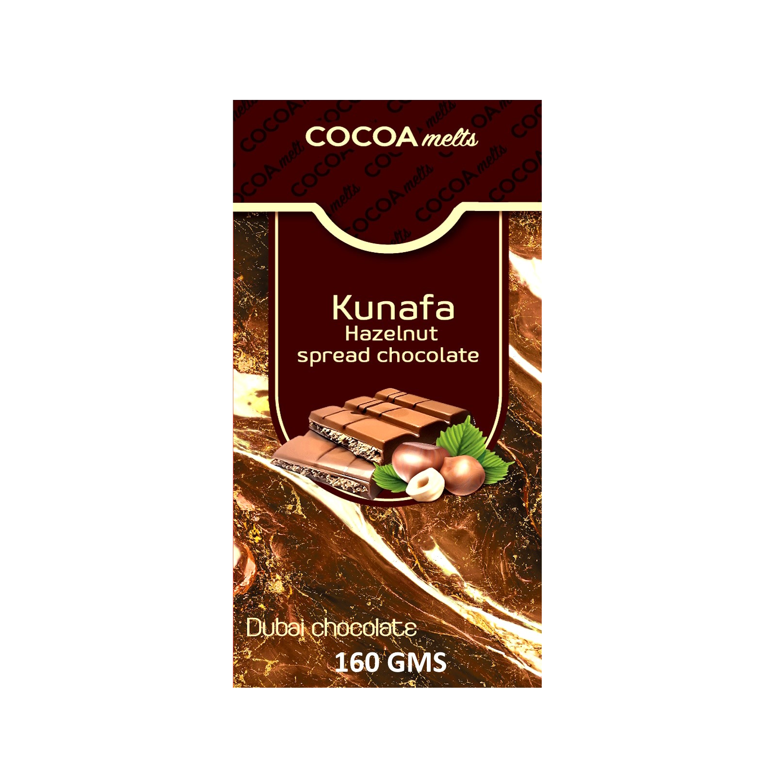 Cocoa Melts Hazelnut Spread Kunafa Chocolate 160 Gms