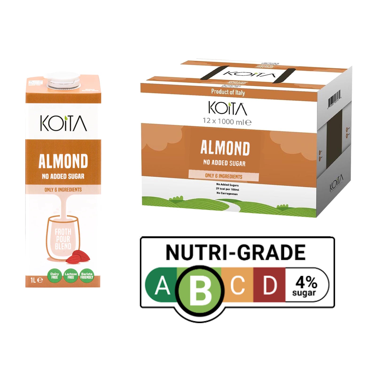 Koita Almond Milk No Added Sugar 12 X 1L