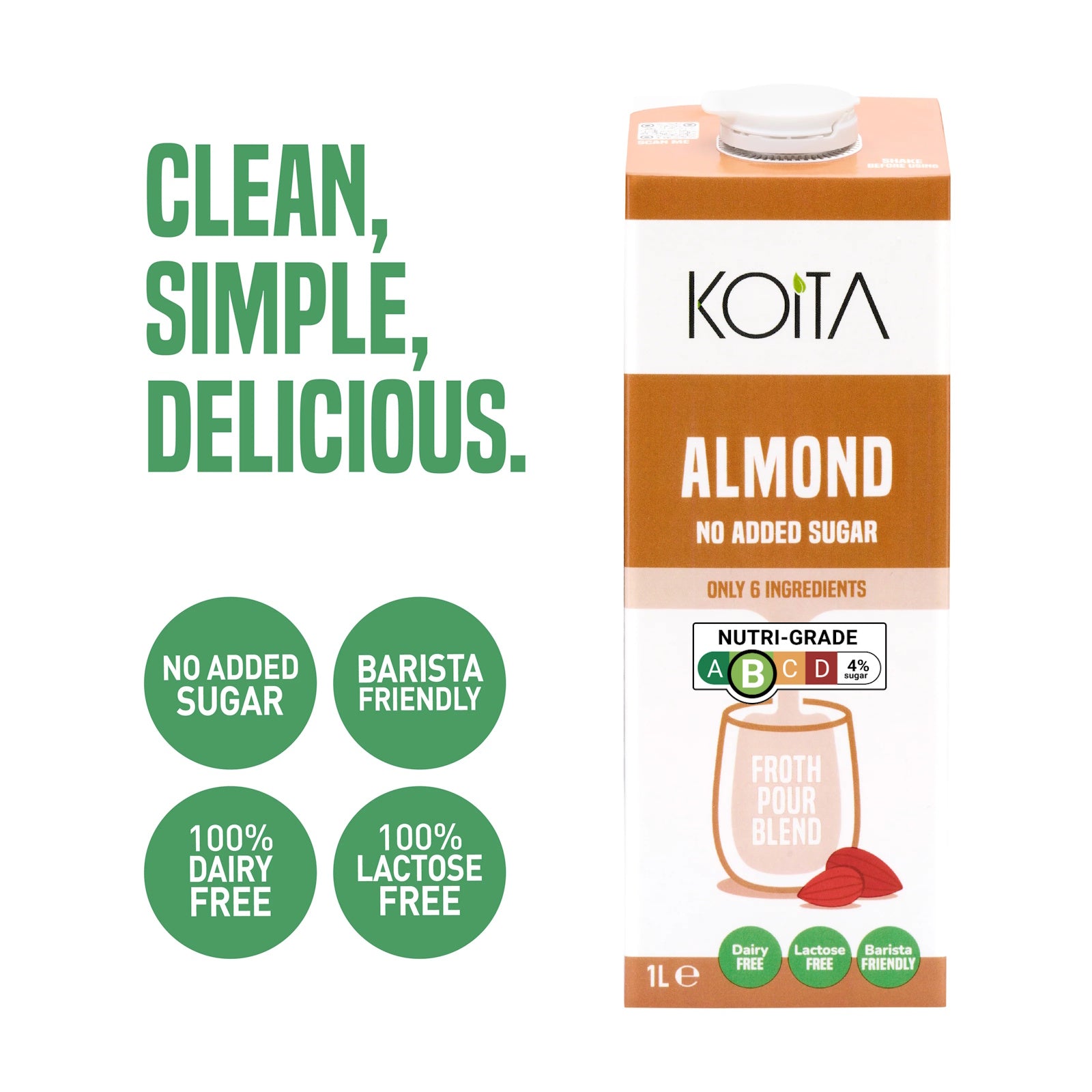 Koita Almond Milk No Added Sugar 12 X 1L