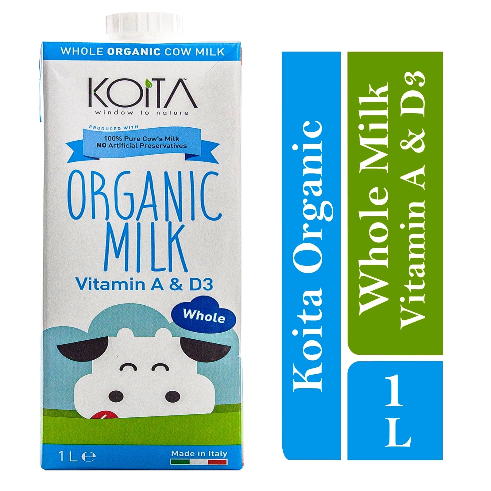 Koita Premium Organic Whole Milk 12 X 1 L