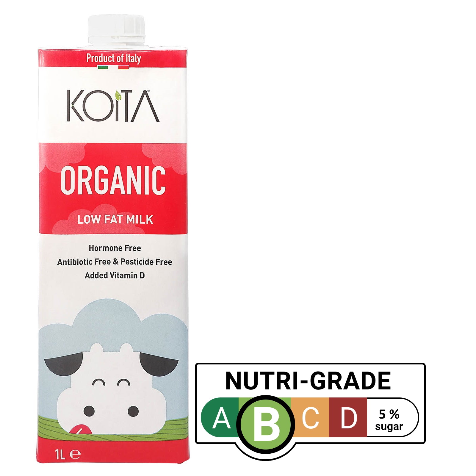 Koita Premium Organic Low-Fat Milk 12 X 1 L