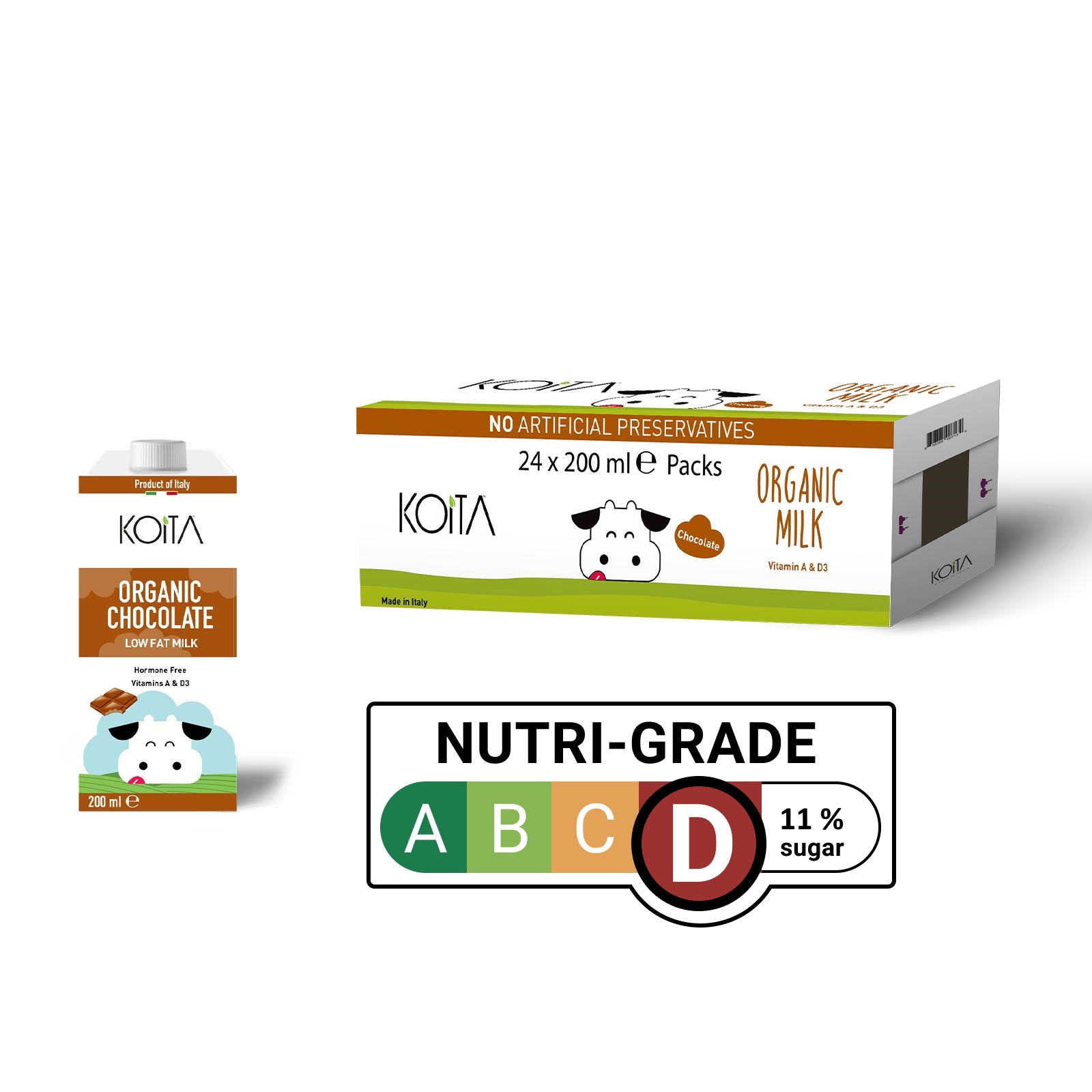 Koita Premium Organic Chocolate Milk 24 x 200 ml