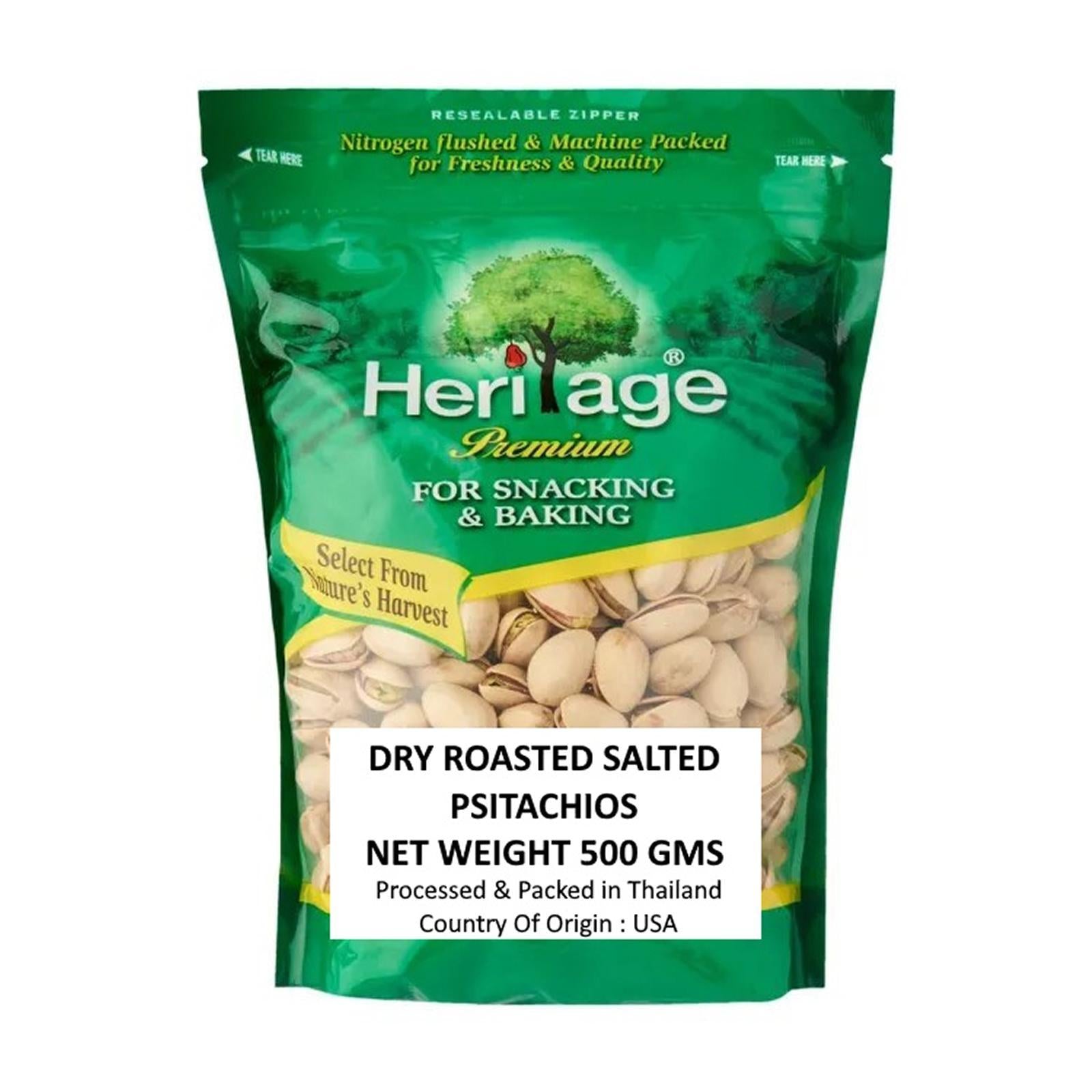 Heritage Dry Roasted Salted In Shell Pistachios 500 Gms