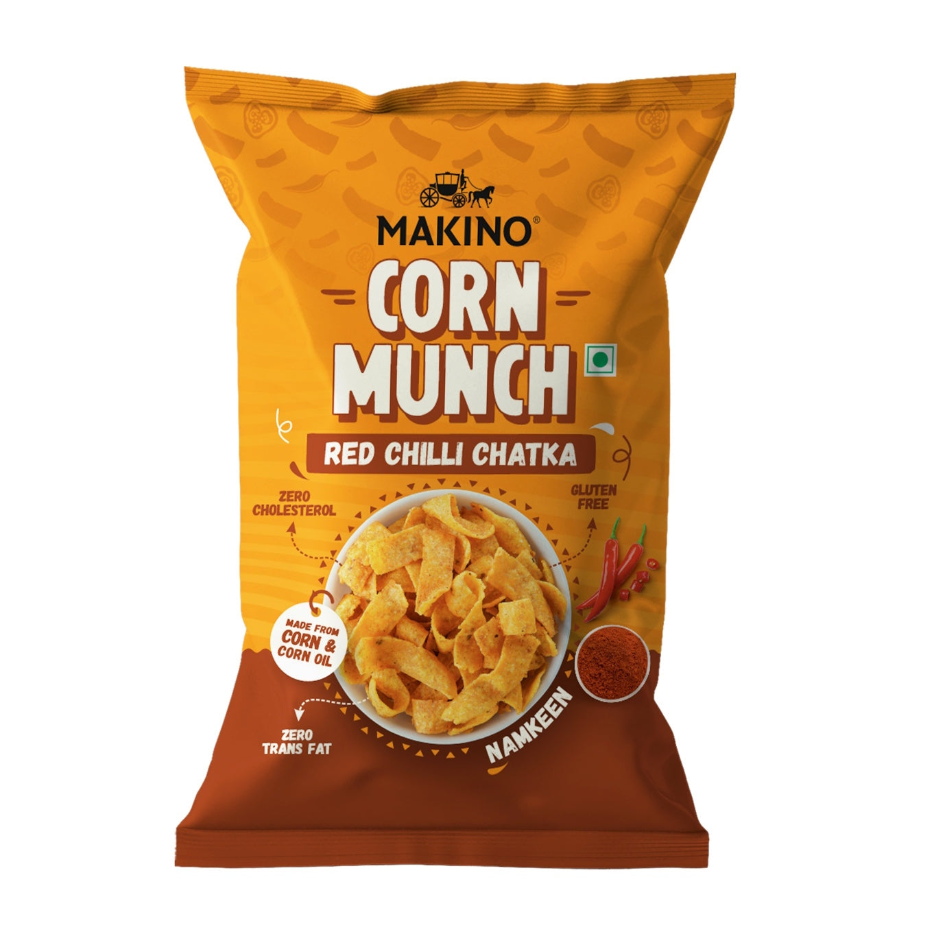 Makino Corn Munch (Red Chilli Chatka) 150 Gms