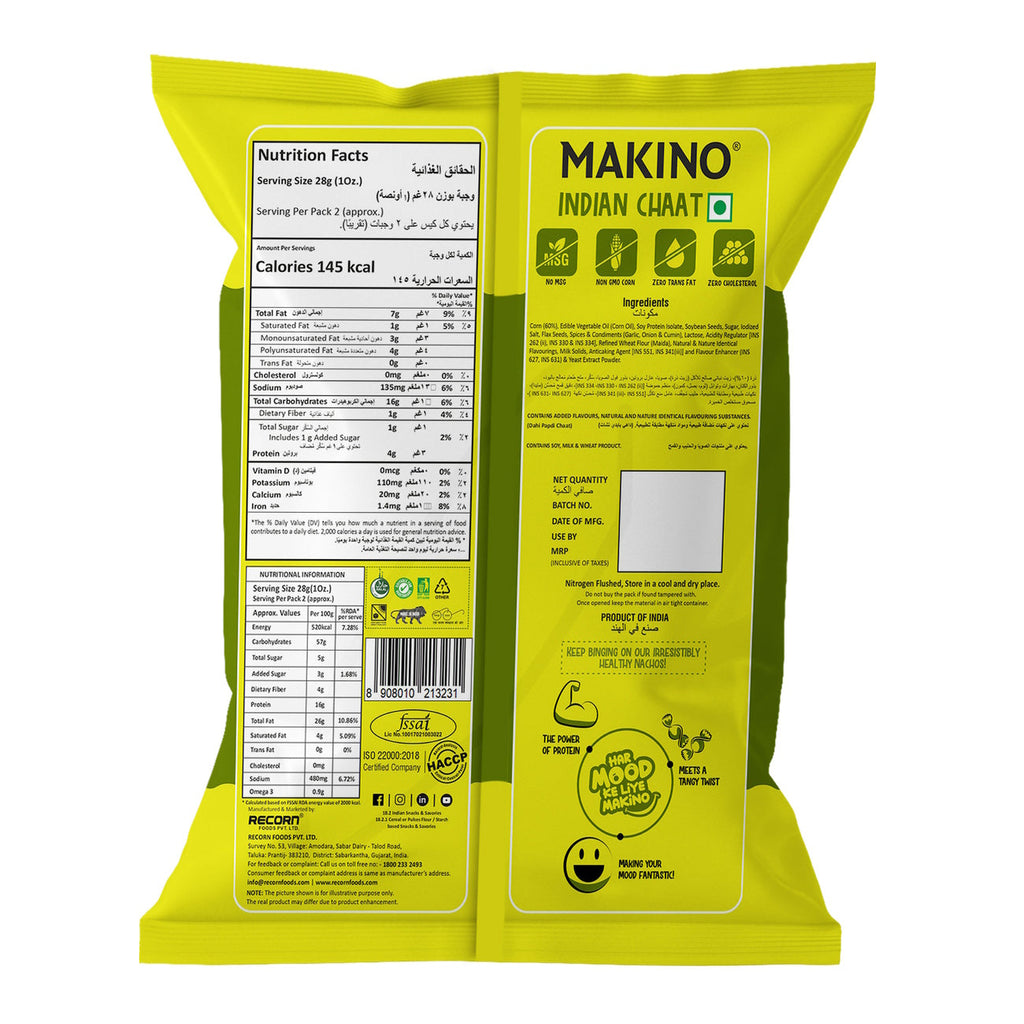 Makino High Protein Super Nacho Indian Chat Made With Corn Soyabean & Flax Seeds (Omega 3)
