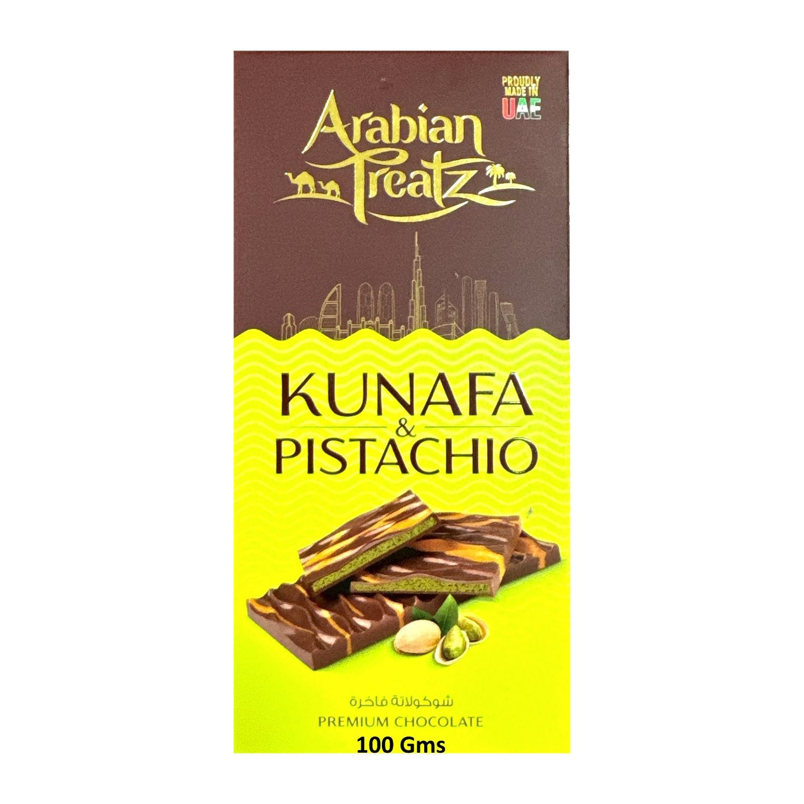 Arabian Treatz Premium Pistachio Kunafa Milk chocolate 100 Gms