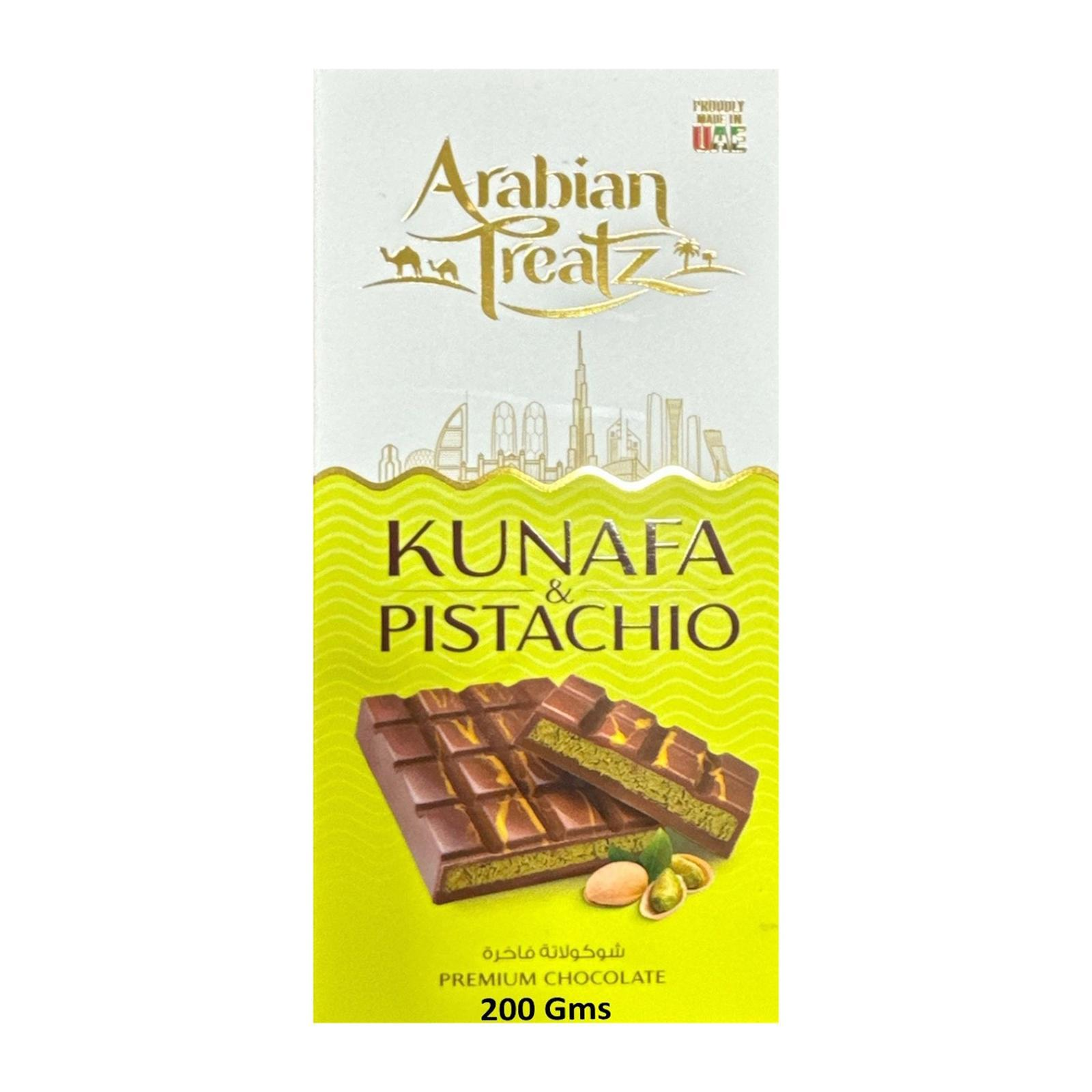 Arabian Treatz Premium Pistachio Kunafa Milk chocolate 200 Gms