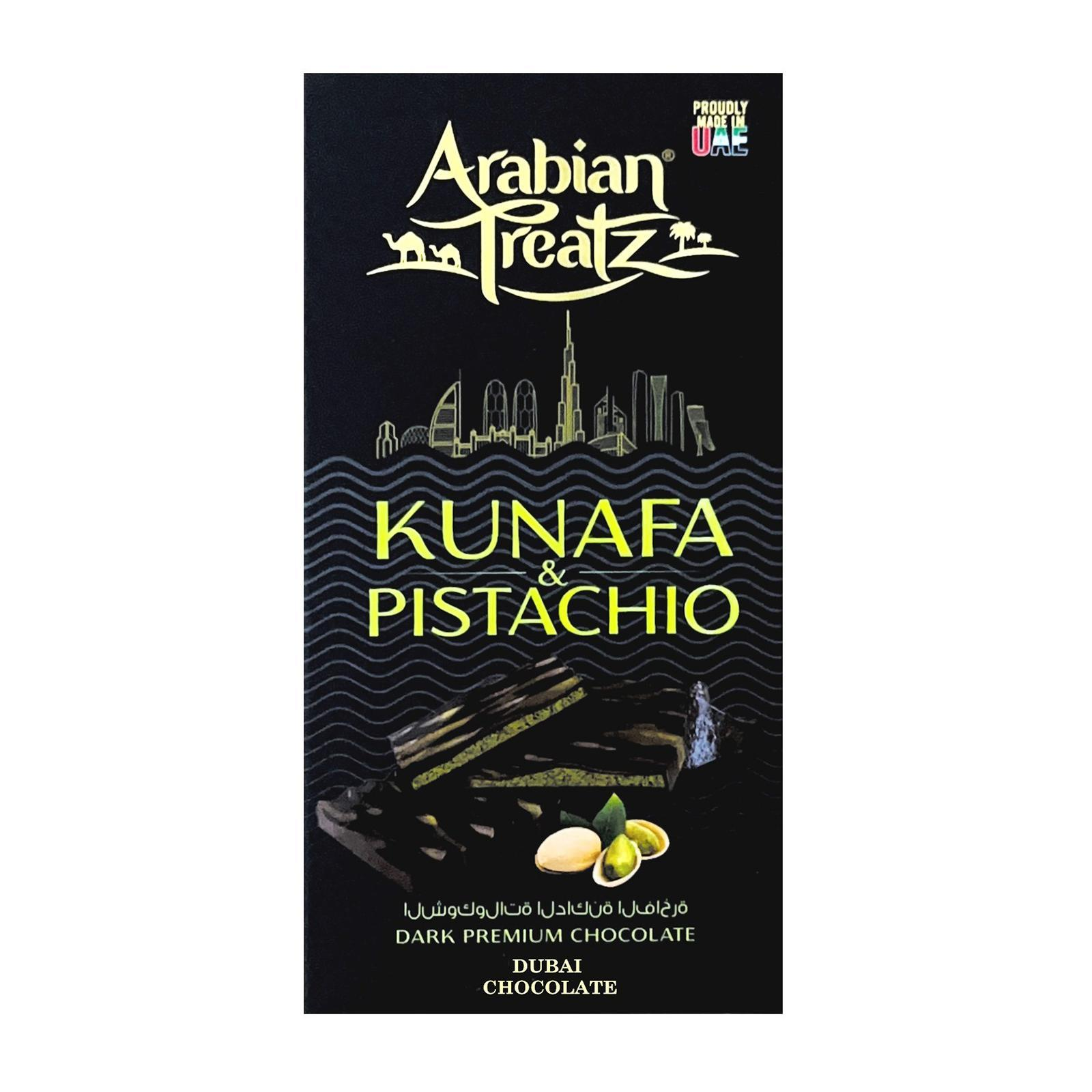 Arabian Treatz Premium Pistachio Kunafa Dark chocolate 100 Gms