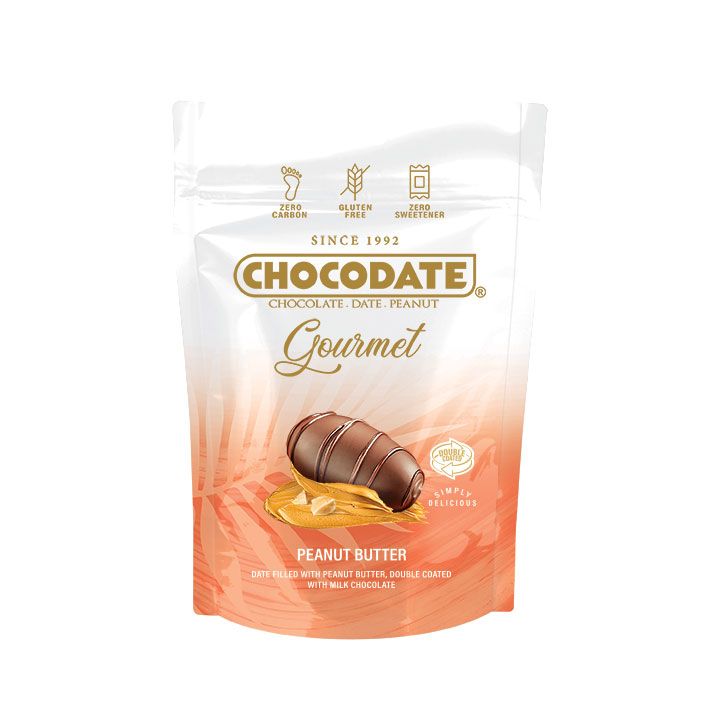 Gourmet Chocodate Peanut Butter Date Filled with Peanut Butter, Coated with Milk Chocolate and Peanut Butter