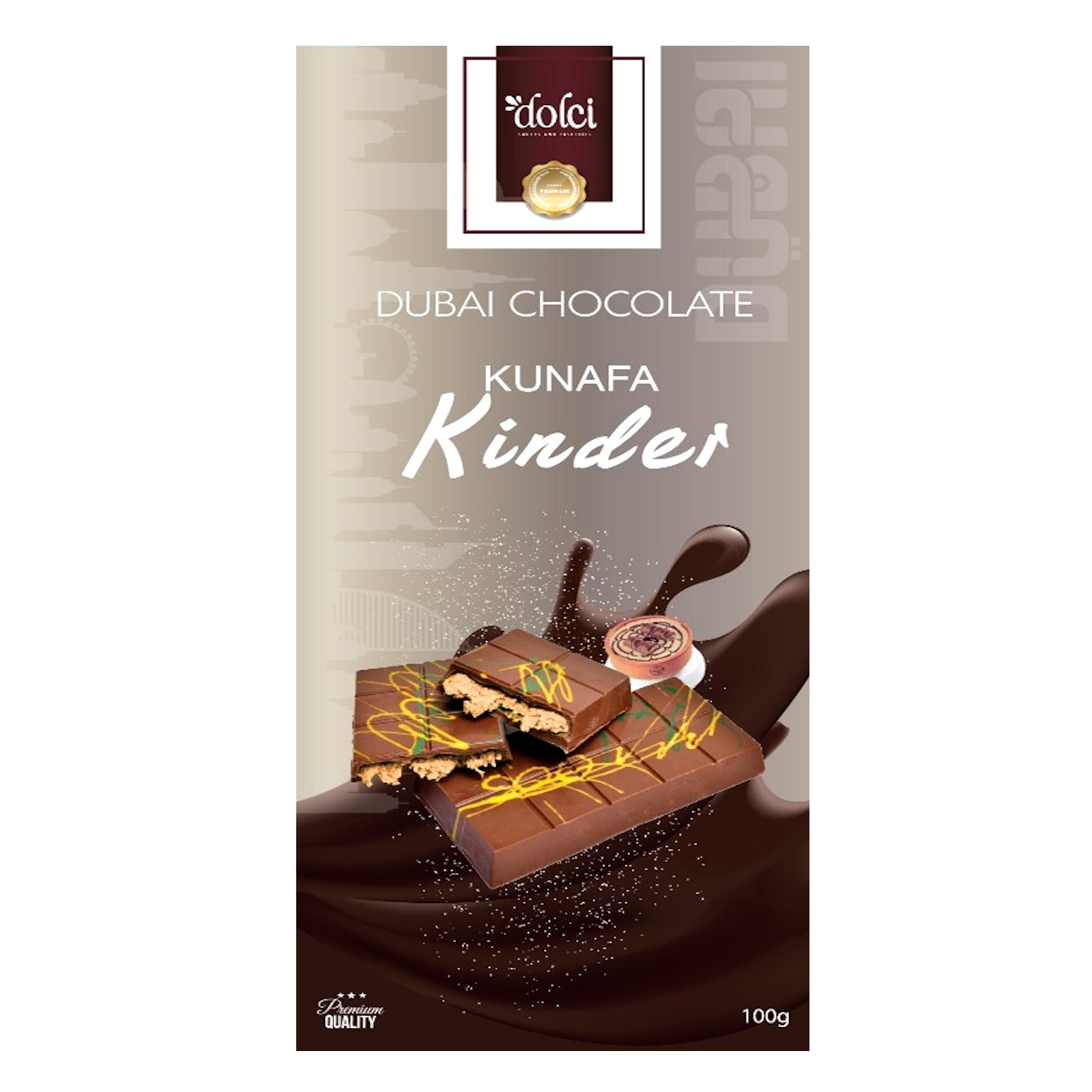 Dolci Pistachio Kunafa Chocolate with Kinder Flavor 100 Gms